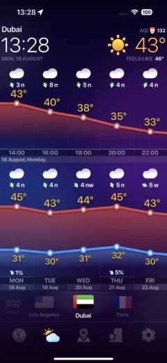 Weather Now local forecast screen