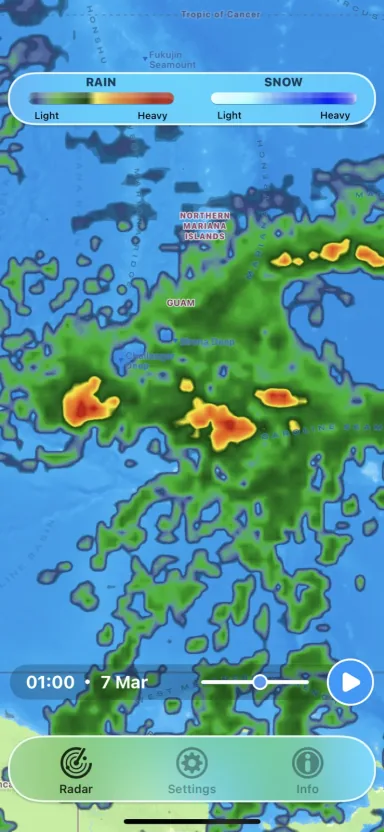 Rain Radar precipitation map screen