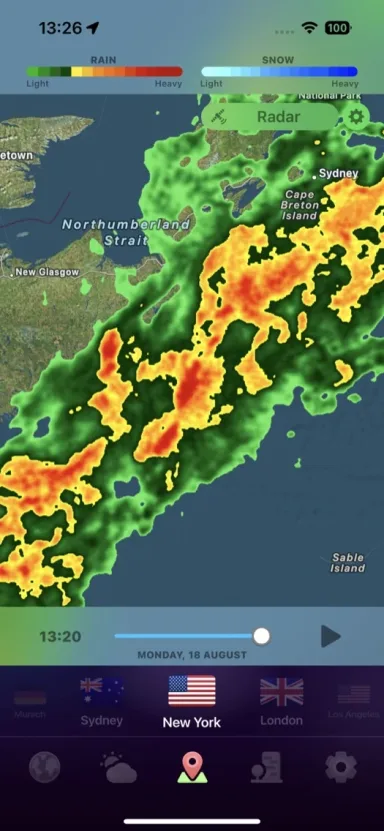 Weather Now 3D Earth weather globe screen